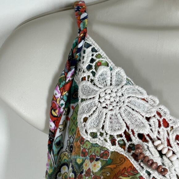 Whimsical Boho-Chic Top Juniors Sz XL (15-17) Beaded Free Spirits Patchwork - Picture 13 of 16